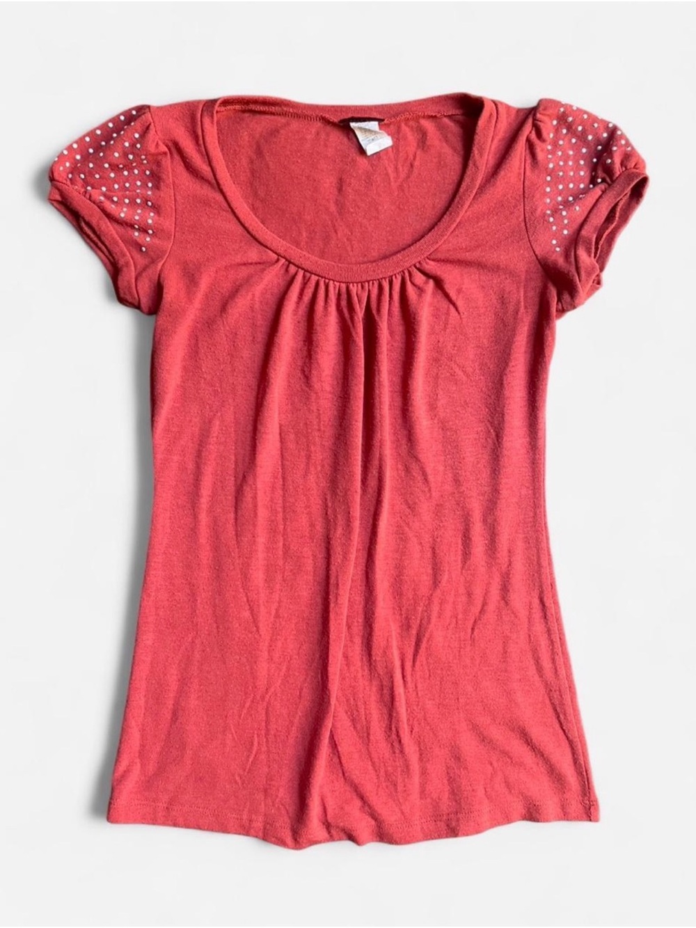 Y2k Candy Rain Red Orange Babydoll Top w Sequin Detail Sz Large